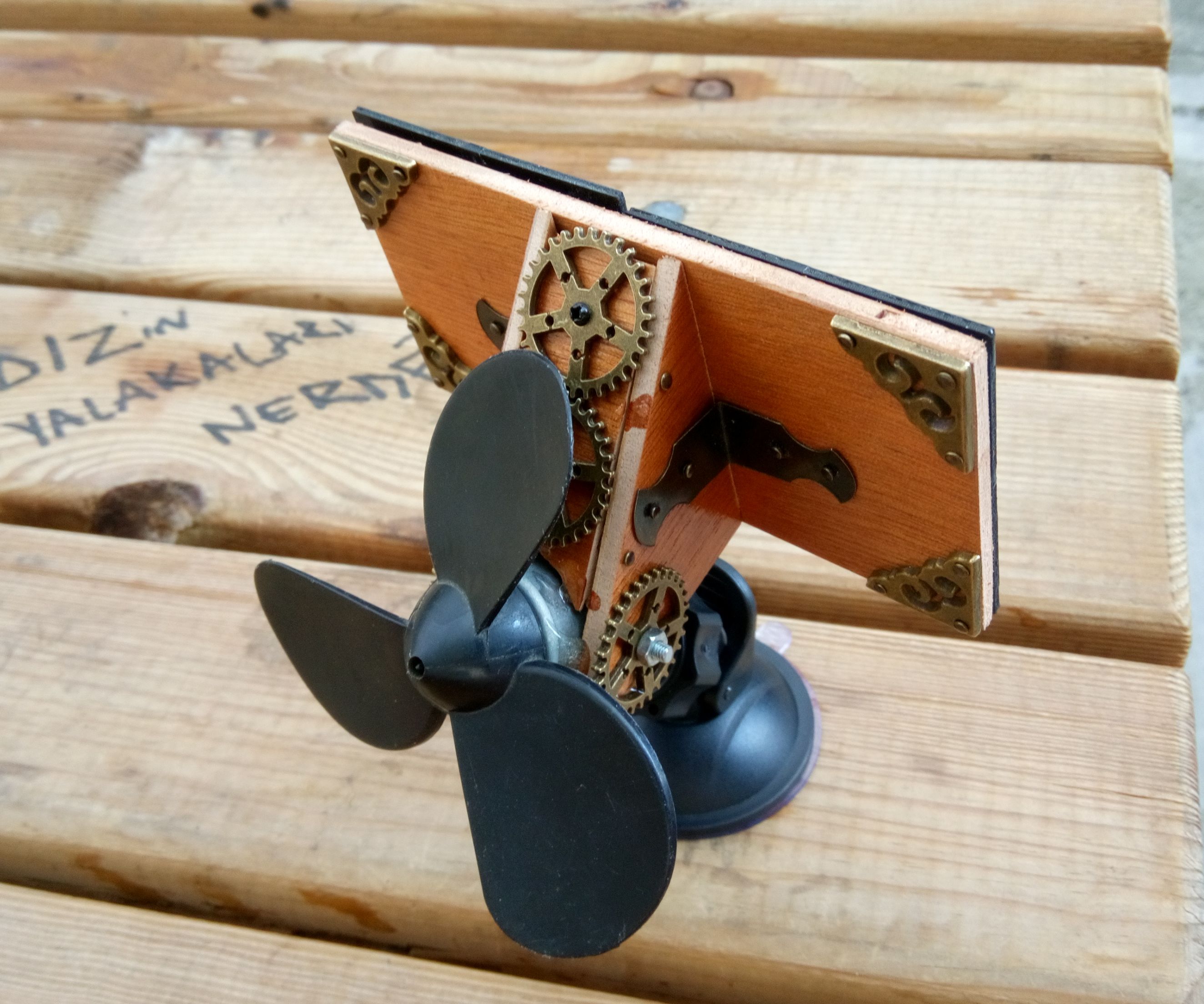 Steampunk Solar Powered Air Conditioner and Identity Card Holder 
