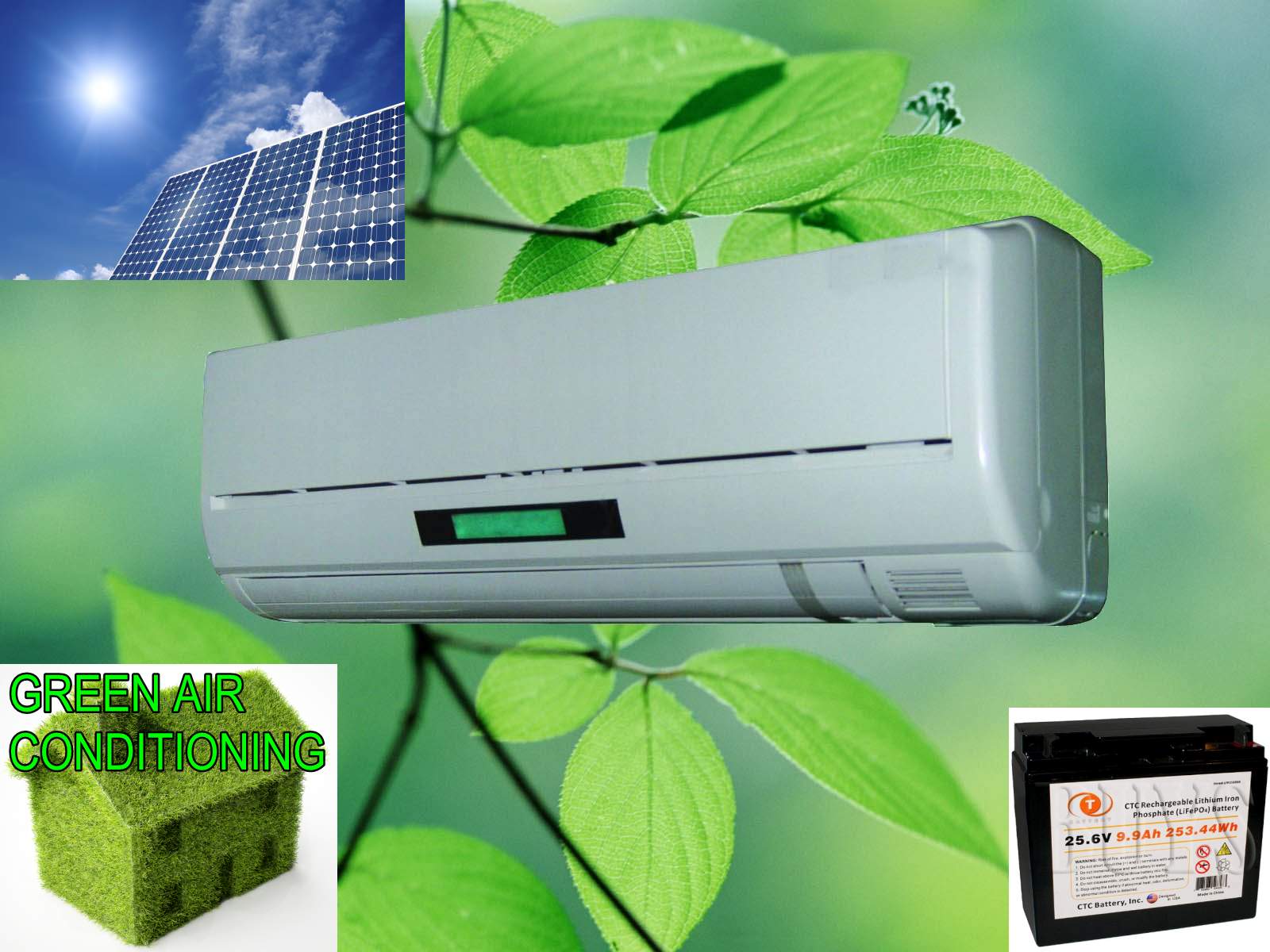 Solar powered air conditioning unit. 