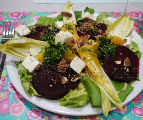Vegetarian Seasonal salad with fresh chervil-orange dressing