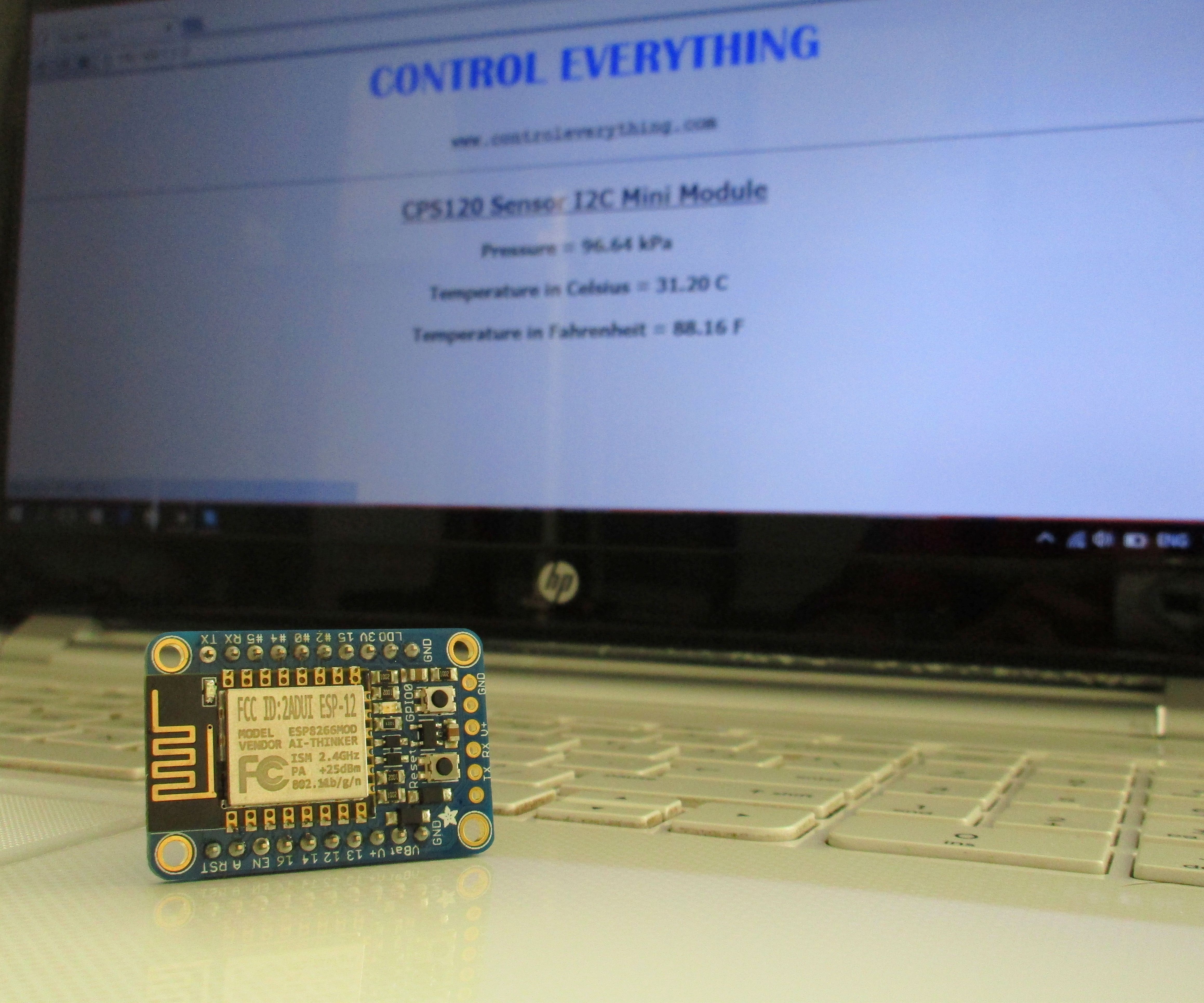 Pressure and Temperature Monitoring Web Server using ESP8266 and CPS120