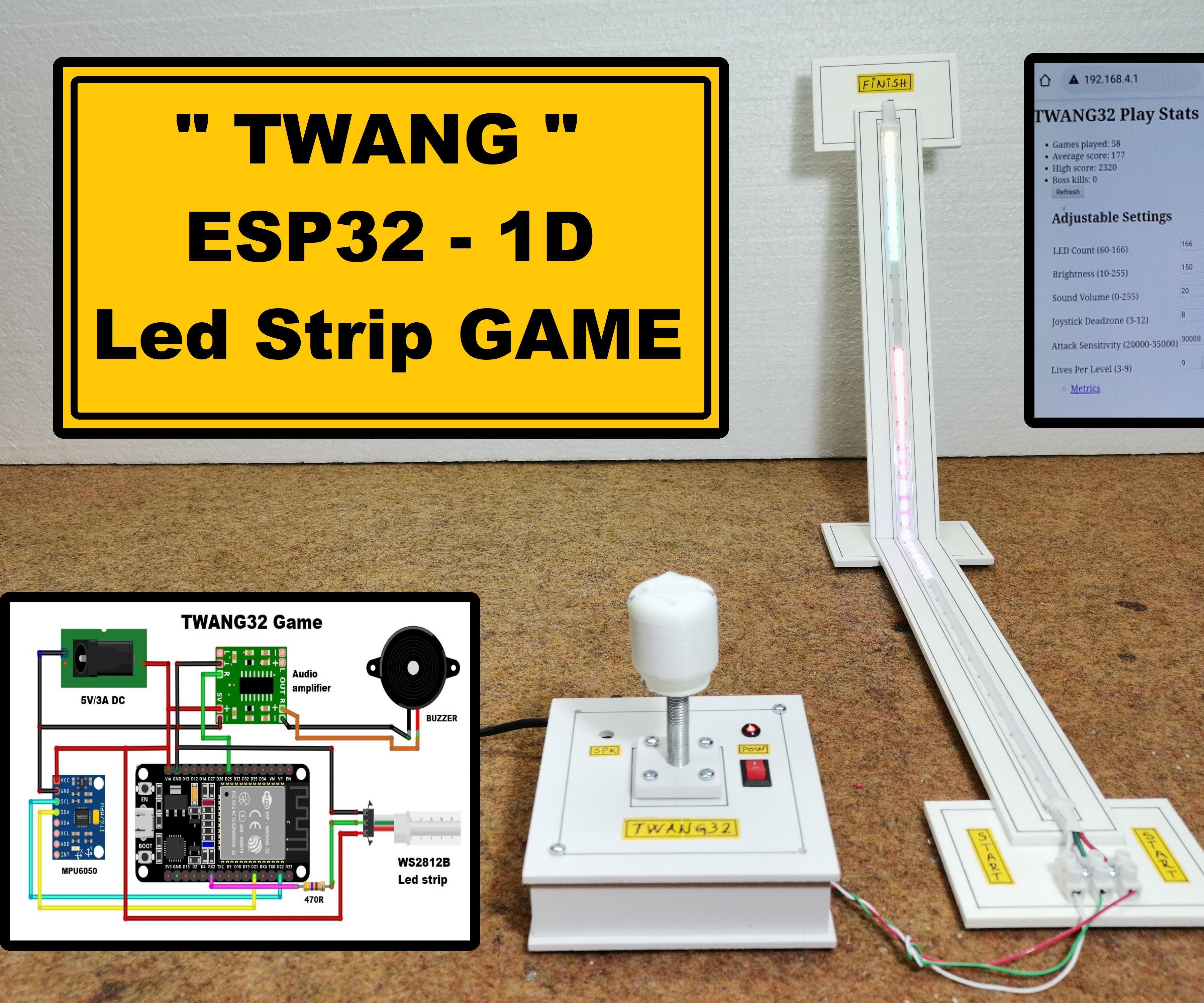 TWANG - ESP32 Led Strip 1D Game