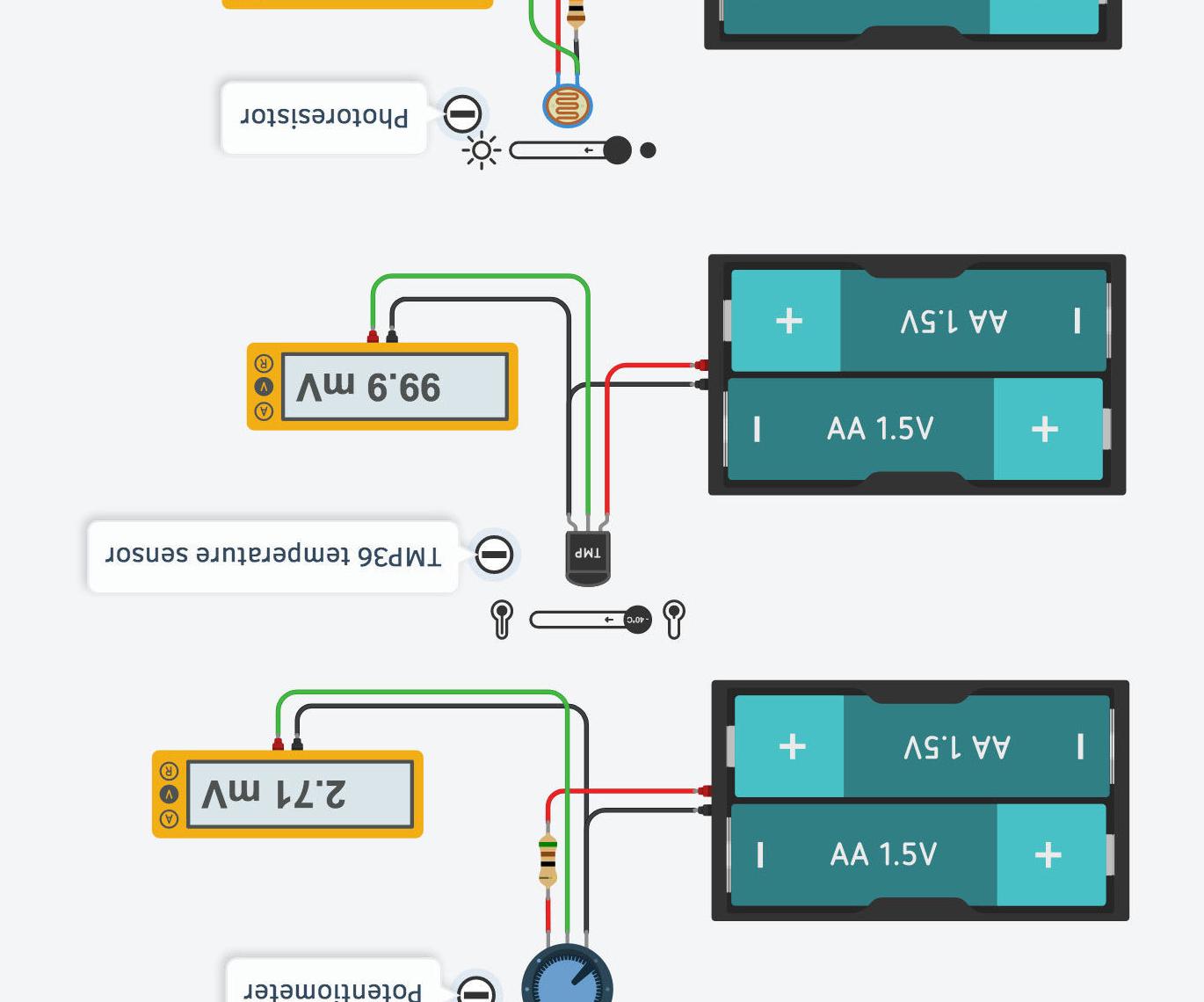 Choose Sensor Substitutes in Tinkercad Circuits