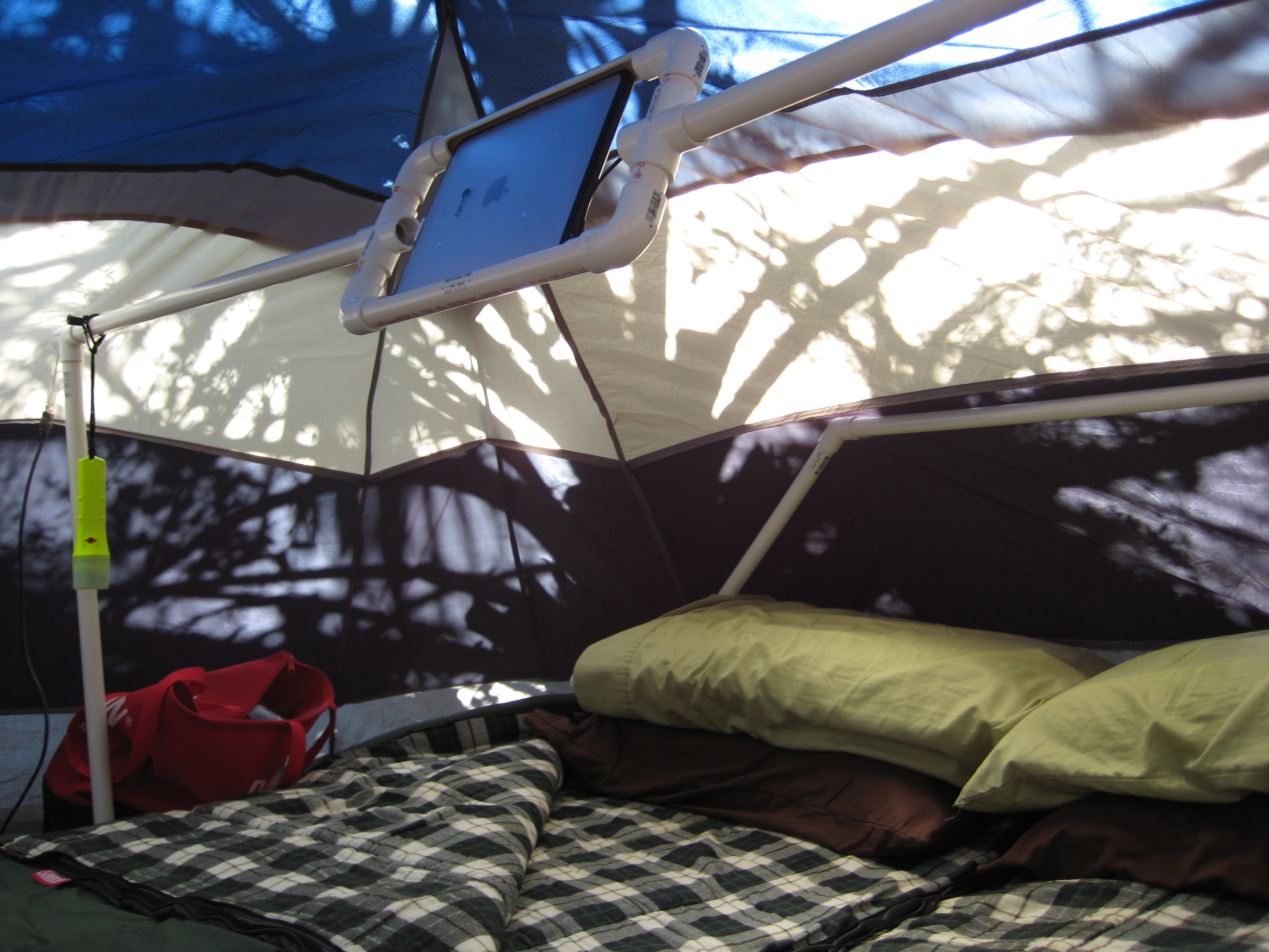 PVC iPad holder and mount for tent camping