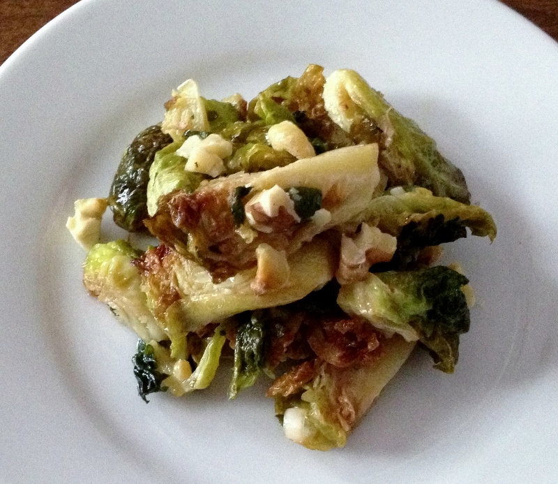 Fried Brussels Sprouts with Walnuts and Capers