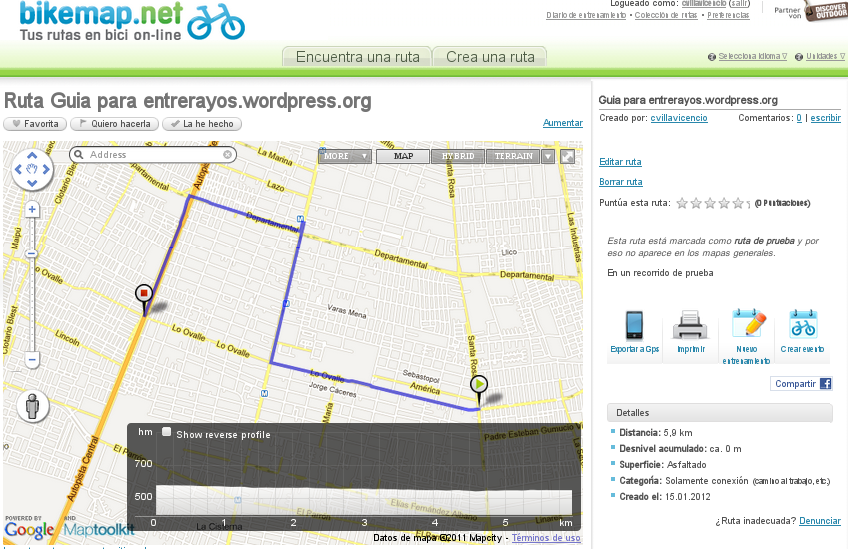 Route map w/ bikemap.net