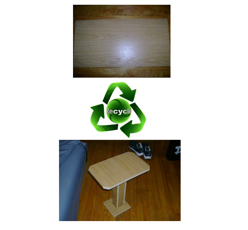 Bed table with discrete door made from scratch