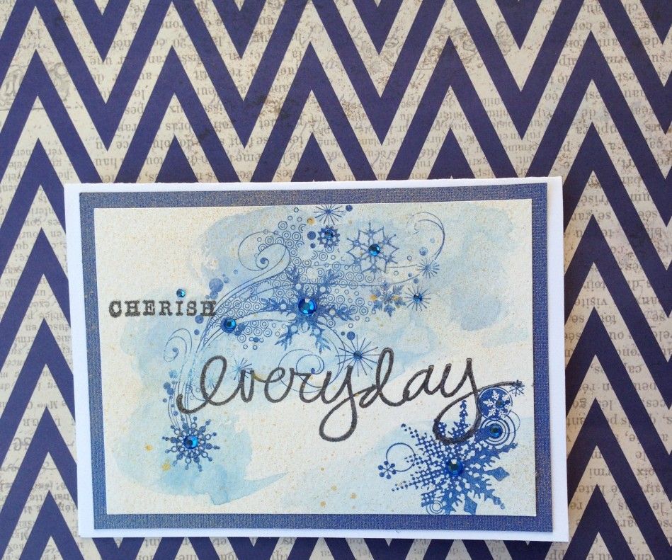 SNOWFLAKE STAMPED WATERCOLOR CARD