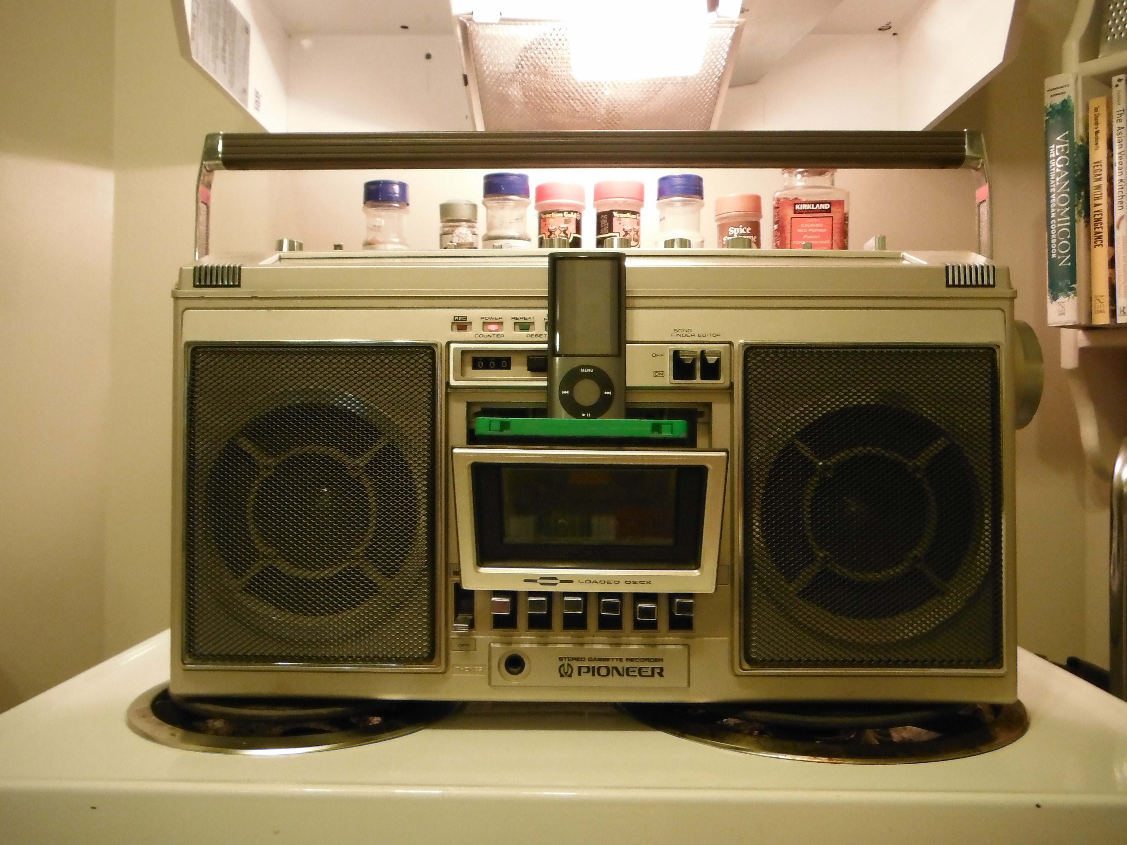 Make a cool ipod base for your boombox out of a cassette tape....Cheap!