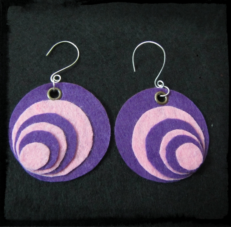 Purple Felt Earring