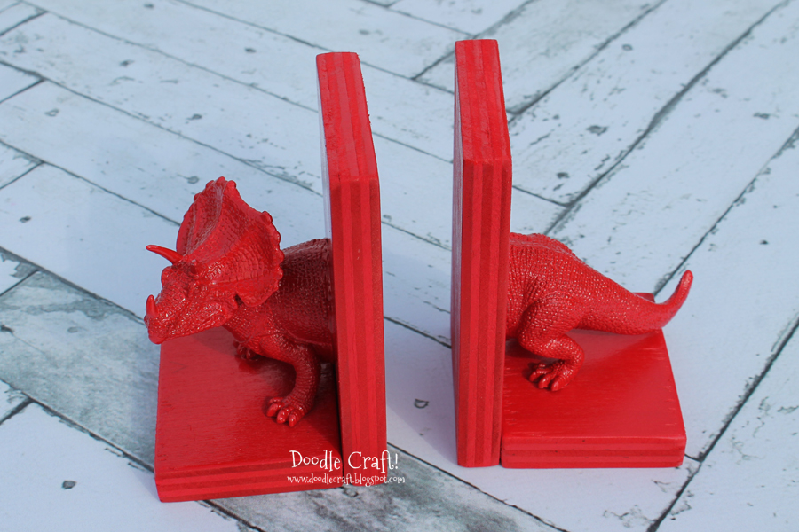 dinosaur t-rex tyranosaurus triceratops and stegasaurus book ends toys upcycle craft with toy and hot glue diy (4).jpg