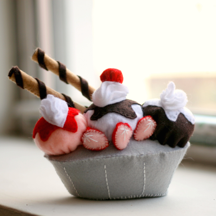 Felt Ice Cream Sundae Plush