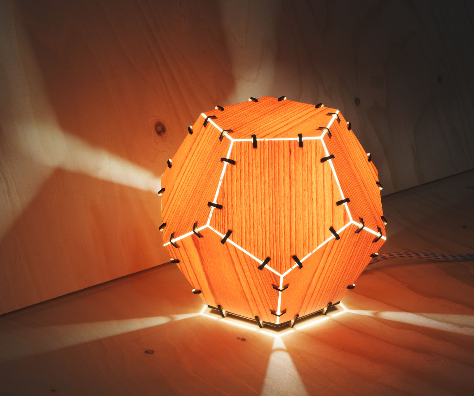 Laser cut wood veneer lamp