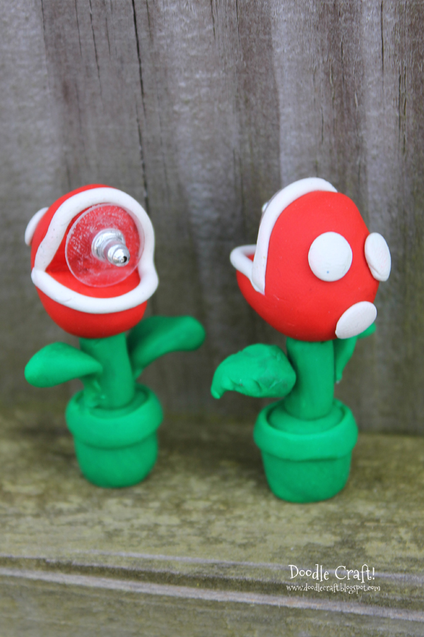 piranha plant mario brothers polymer clay bake oven hard earrings geekery geek video games crafts (6).JPG