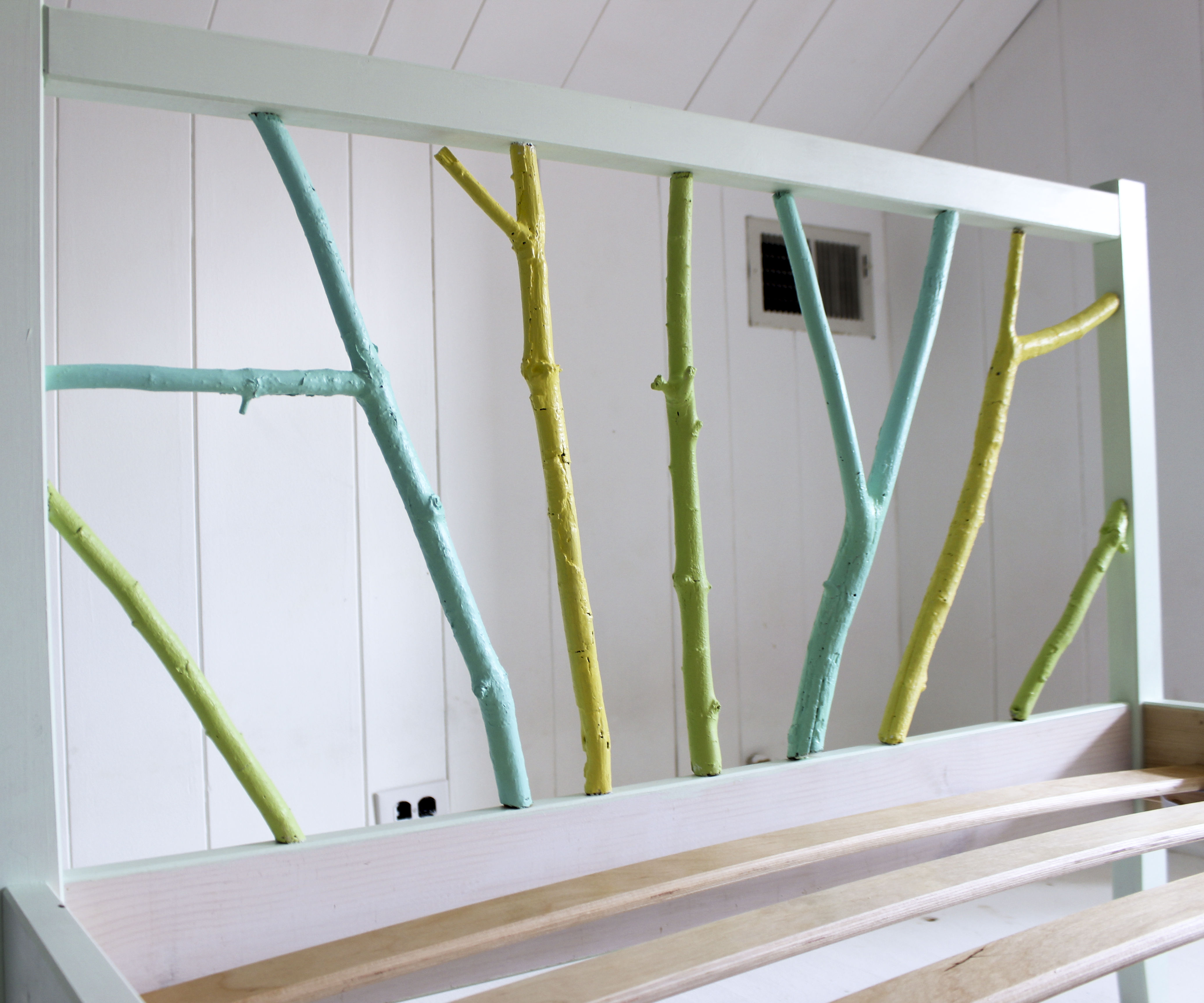  Ikea Hack: Painted Branch Bed Frame 