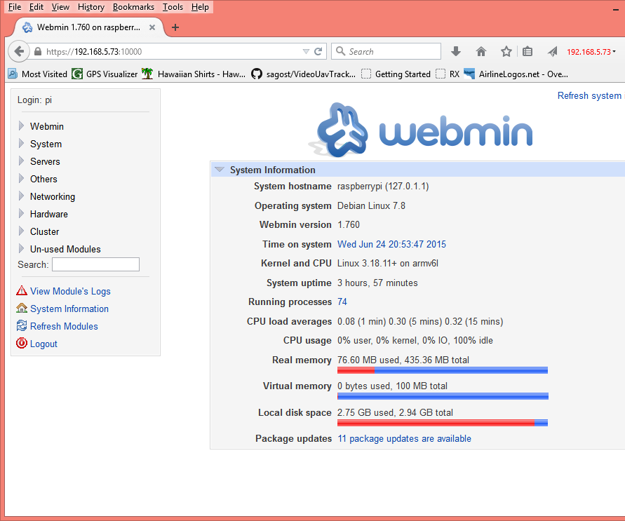 Adding Webmin to Manage a Raspberry Pi