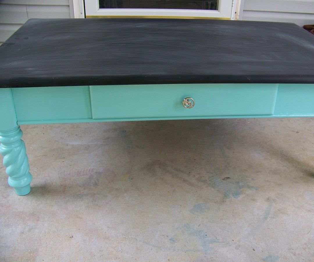 Coffee Table Transformed Into a Kids Chalkboard Table