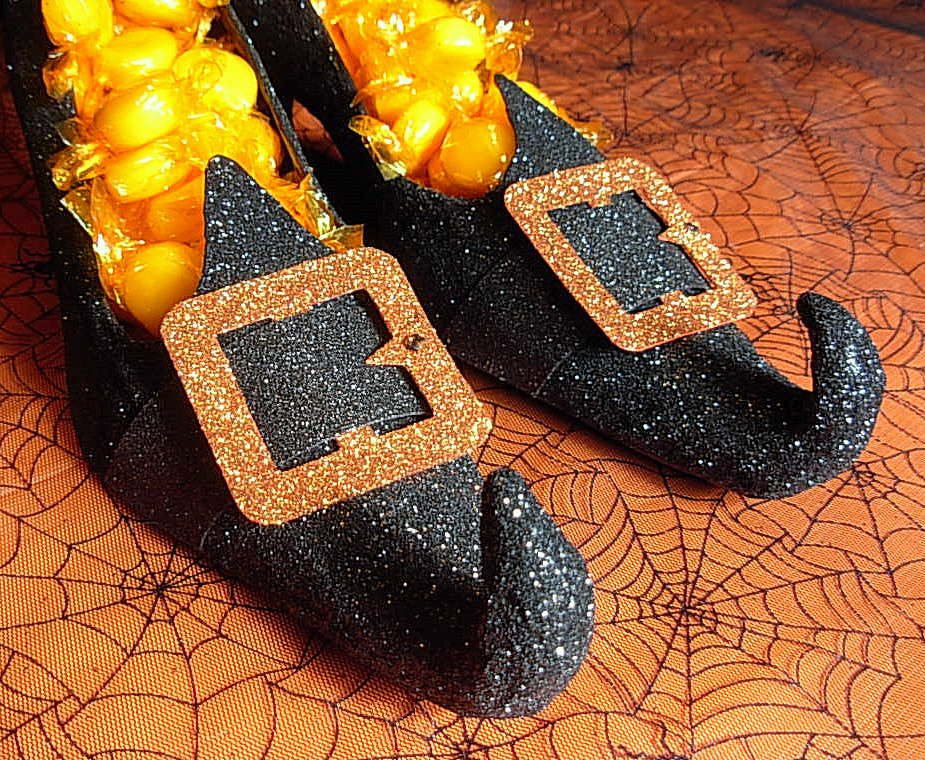 Glittered Witch Shoe Candy Dishes