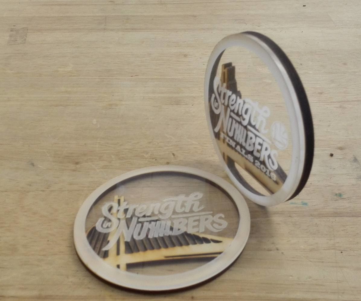 Laser Cut Wood and Plastic Medallion