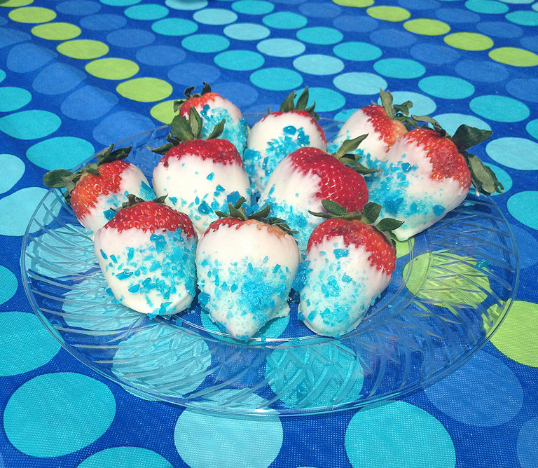 Red, White and Blue Strawberries with Blue candy