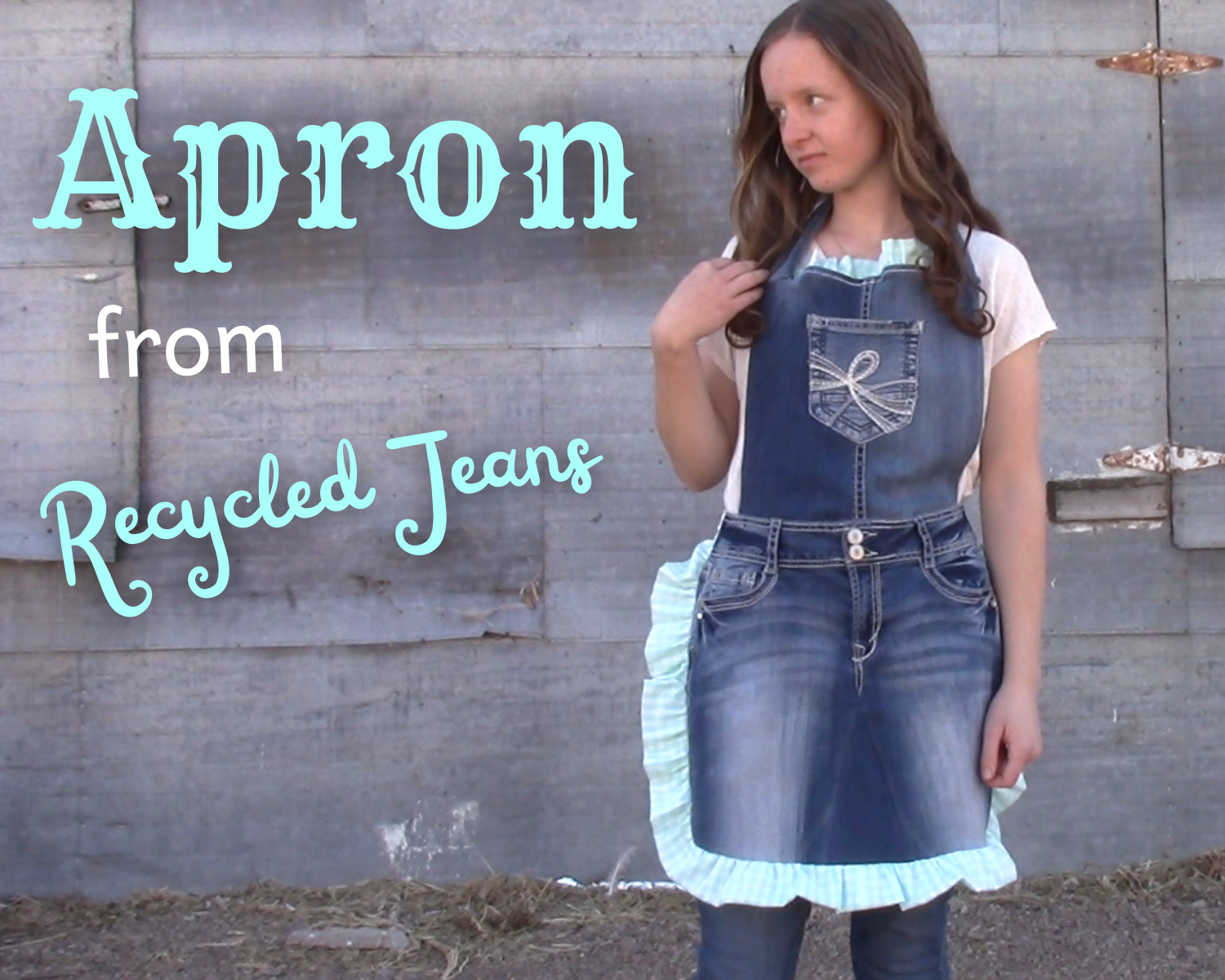 Cute Ruffled Denim Apron From Recycled Jeans