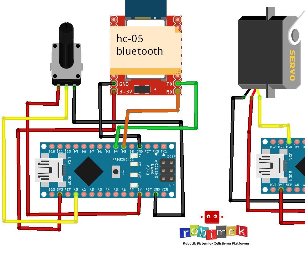 Servo Motor Control Via Bluetooth With Potentiometer