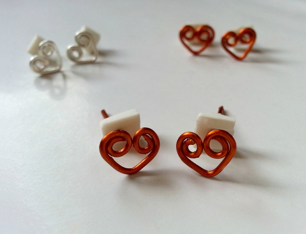 DIY Swirly-Heart Stud Earrings