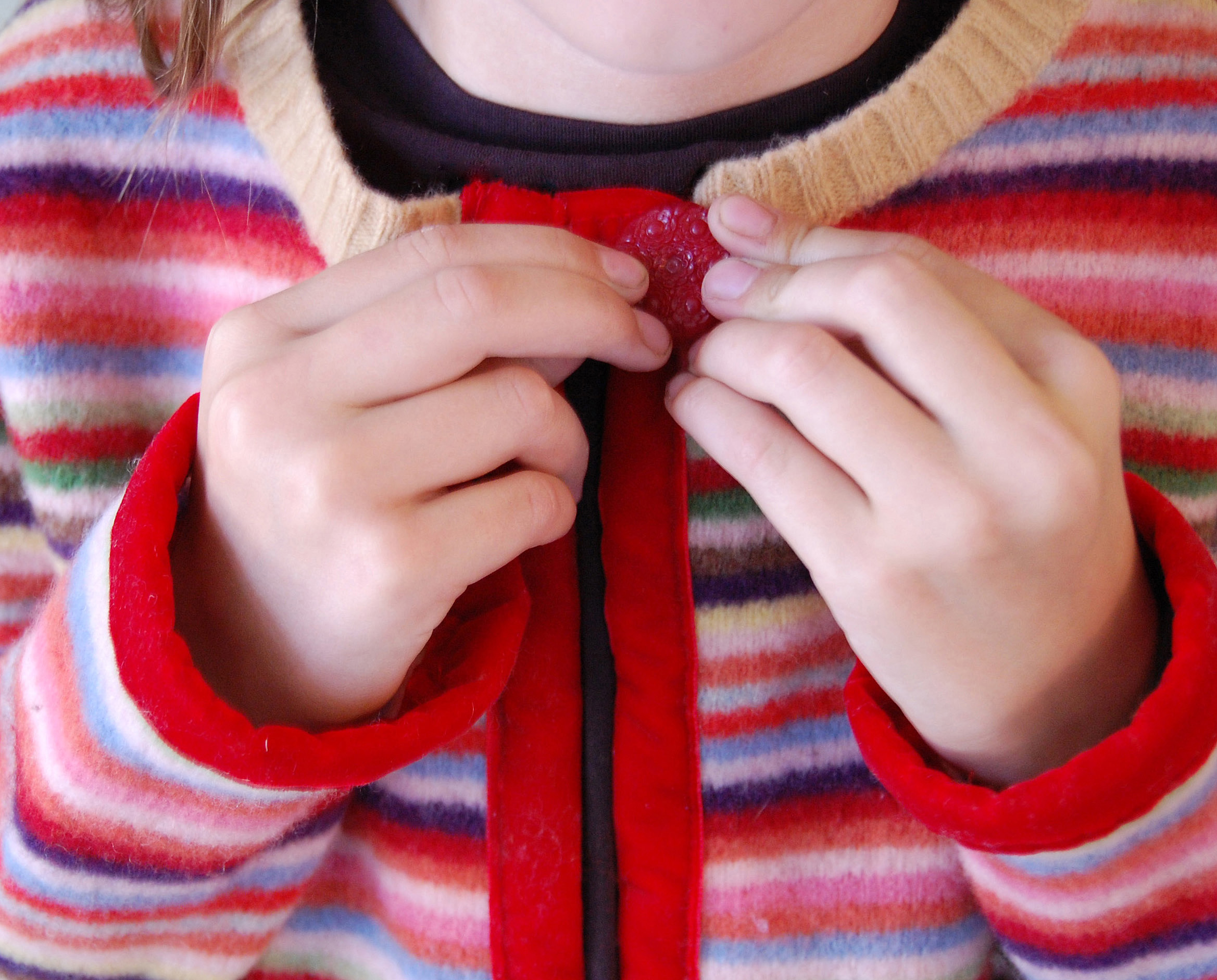 Make a Childs Cardigan from recycled felted wool sweater!