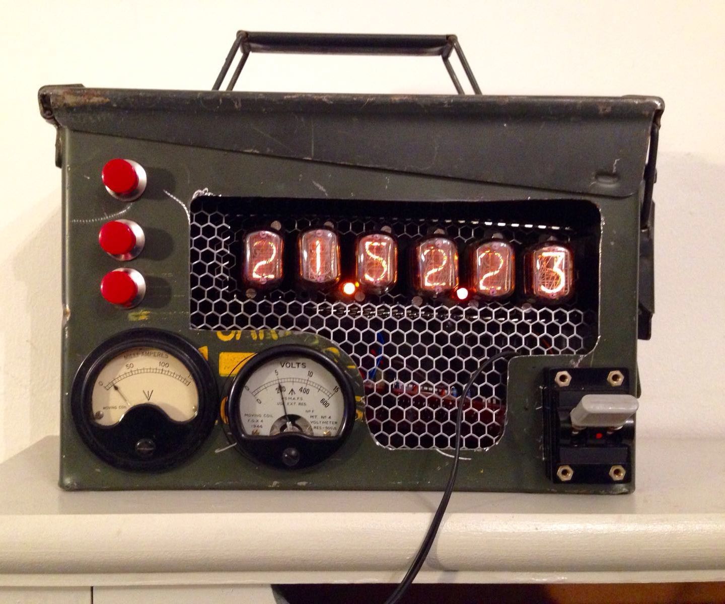 Steam Punk Ammo Tin Nixie Clock