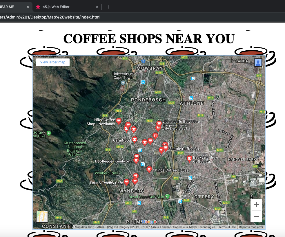 Make a coffee shop locating website