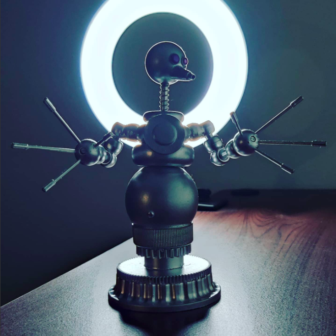 REFURBISHMENT OF BIRTHDAY GIFT " ZOBOT ORION " STOP MOTION ANIMATION ROBOT PUPPET MADE FROM FOUND OBJECTS