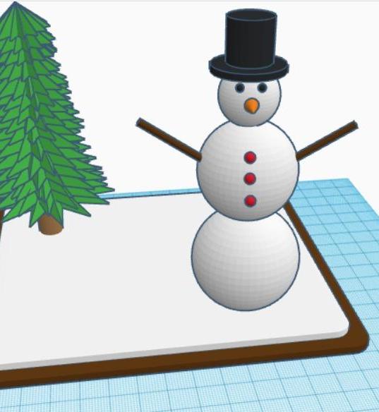 MUÑECO DE NIEVE CON ARBOL 
