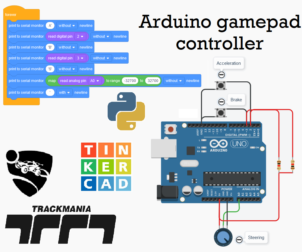 Make an Arduino Game-pad Controller - Trackmania, Rocket League