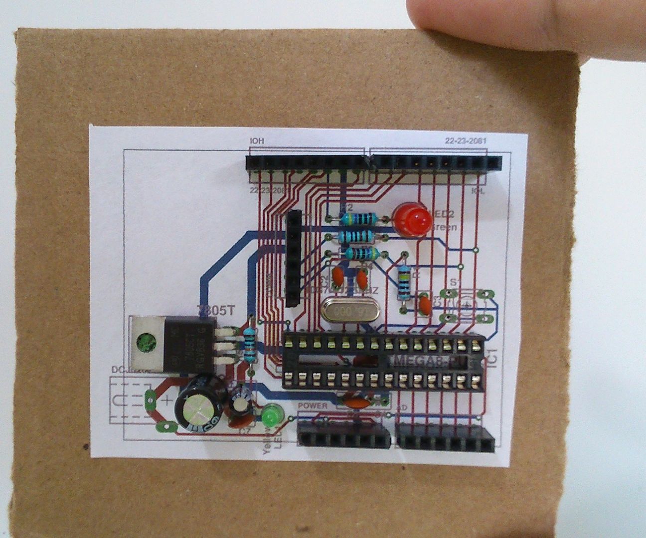 PCB mockup prototype in cardboard