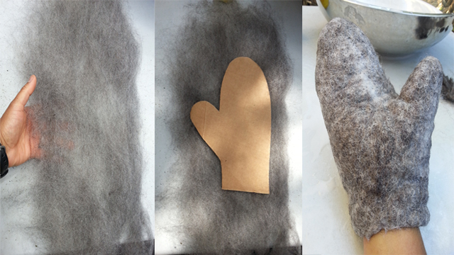 Easy felted wool mittens