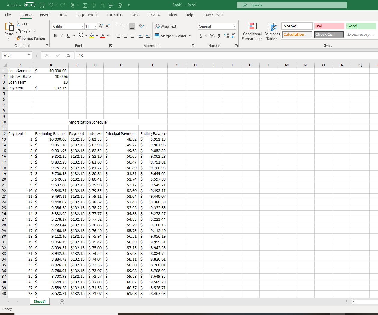 Excel Amortization Schedule