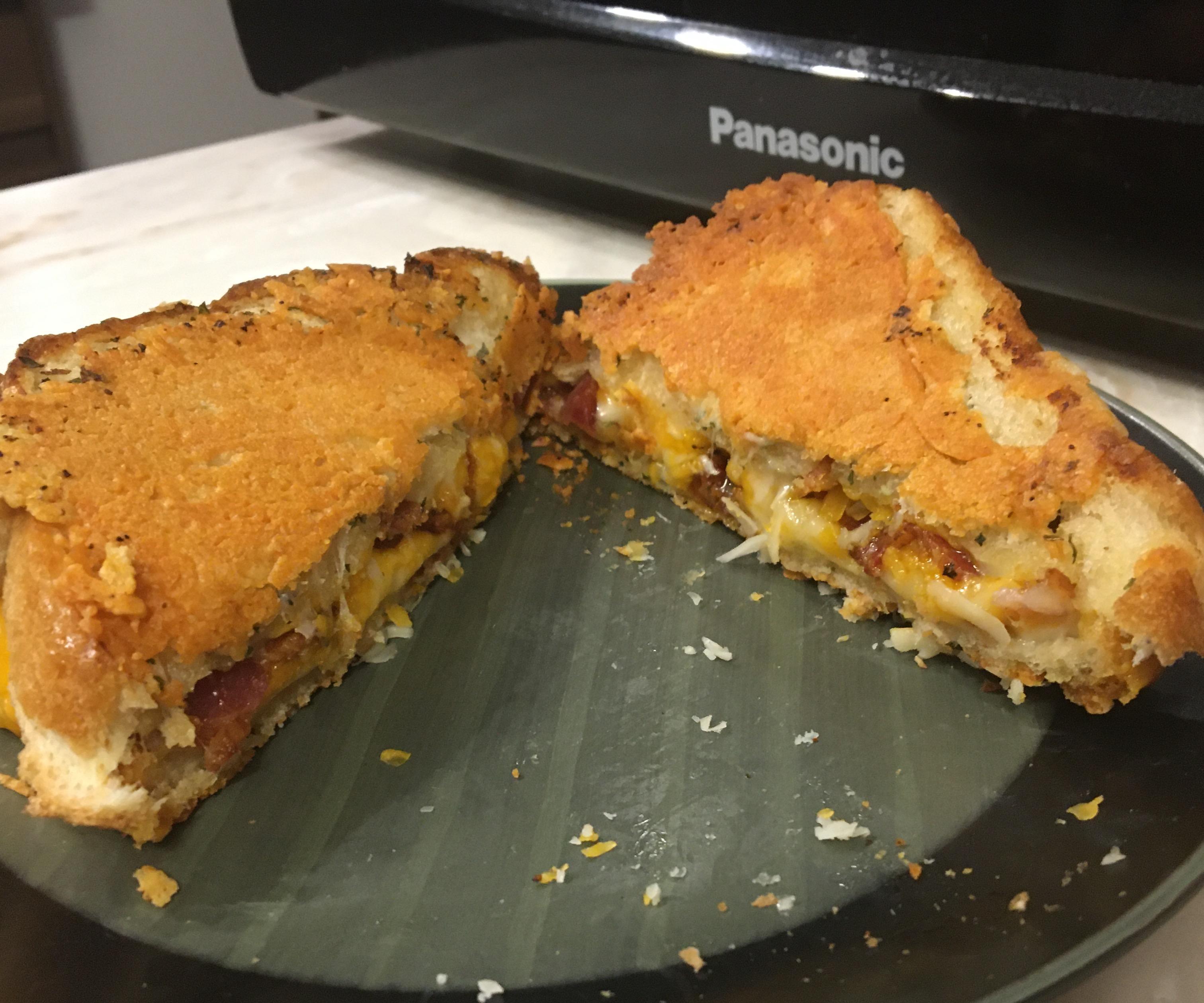 Garlic Parmesan Frico Bacon Grilled Cheese