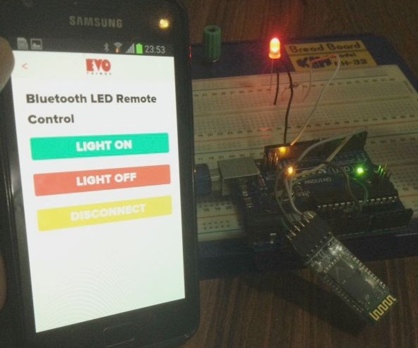 Remote Controlled LED using HC-05 Bluetooth, Arduino and Mobile Phone App