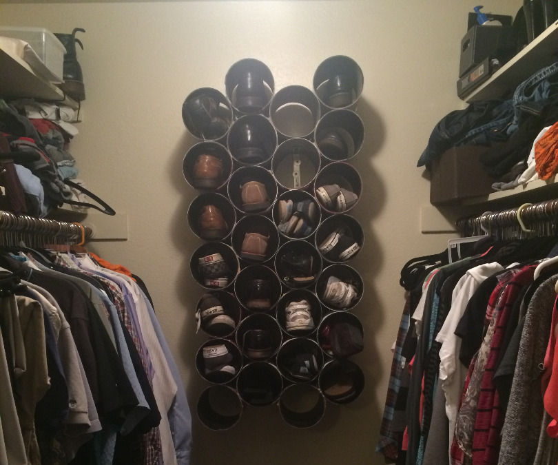 DIY PVC Wall Mounted Closet Shoe Rack