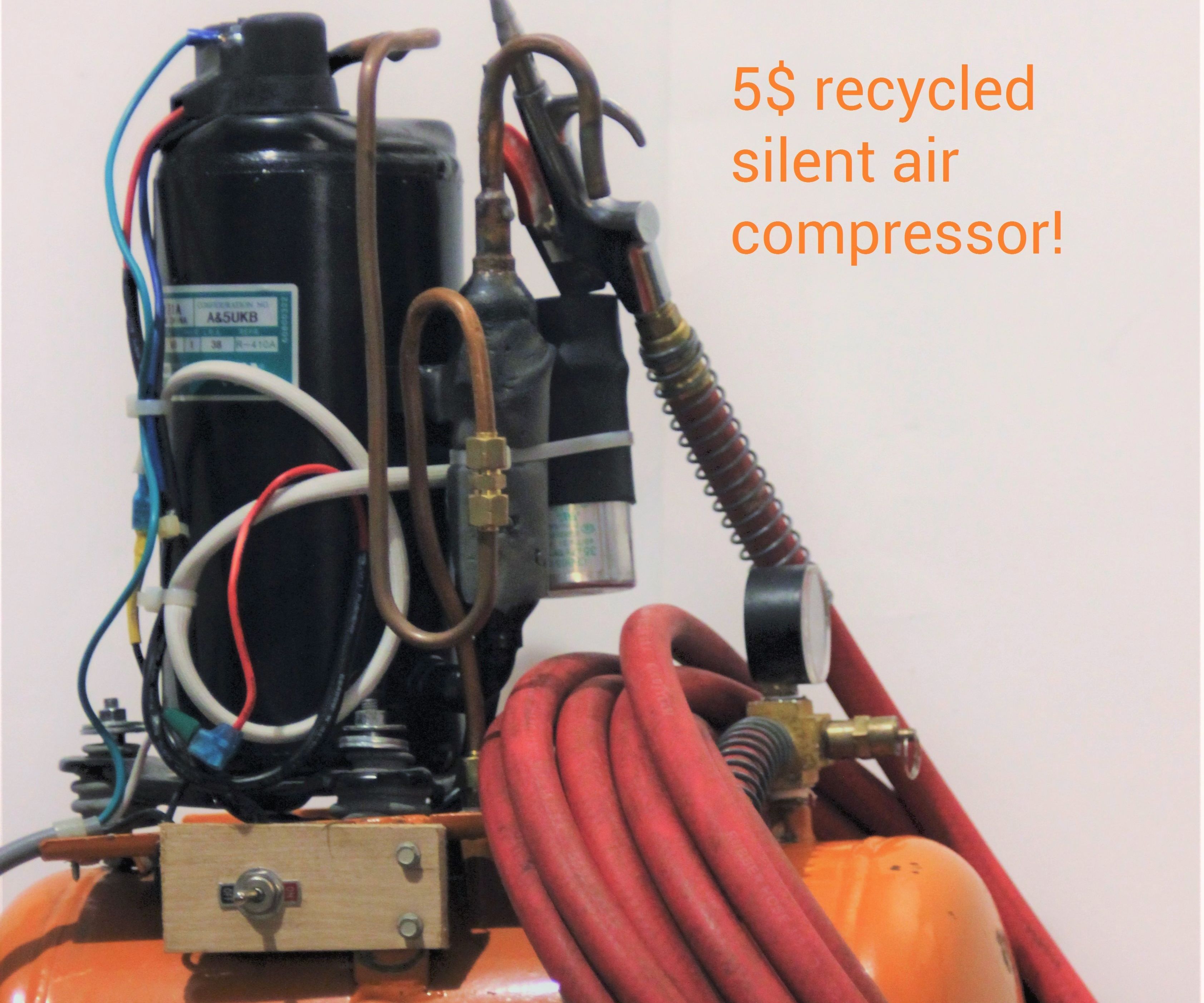 Silent Air Compressor Made of Recycled Rubbish!