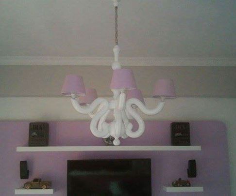 Handmade wooden chandelier