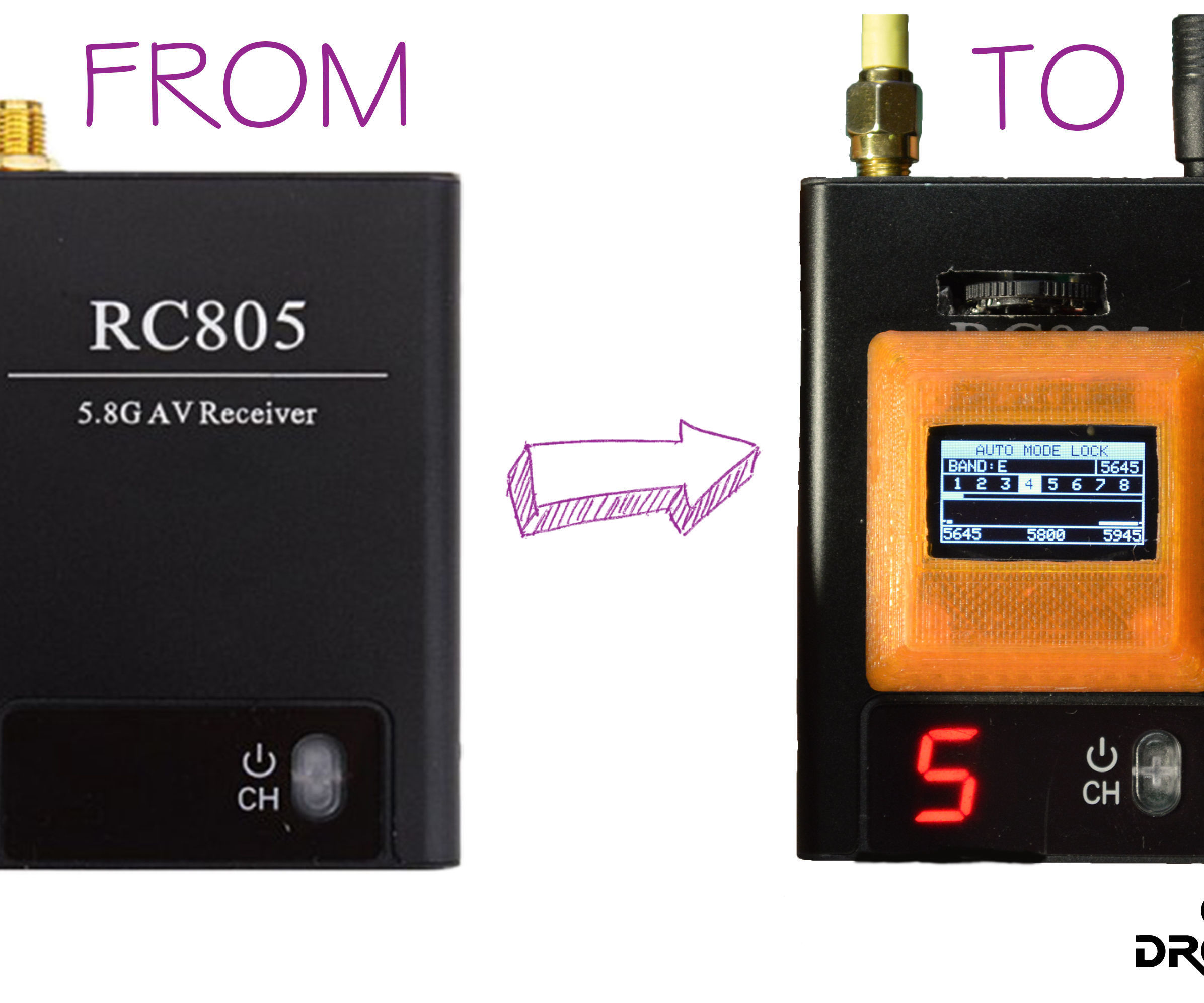 Old 32ch FPV receiver to 40ch with frequency scanner
