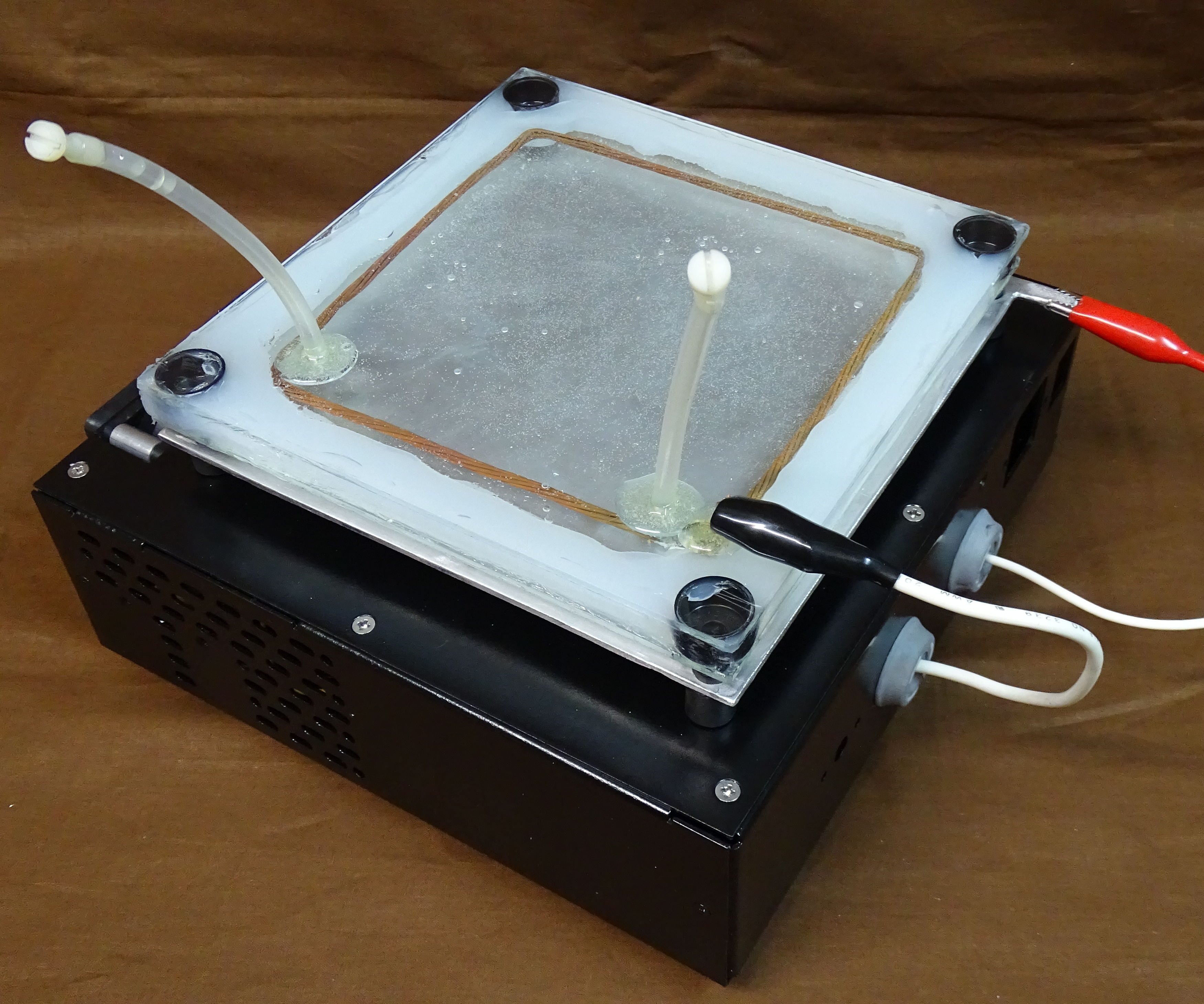 Kirlian homemade photography device. 