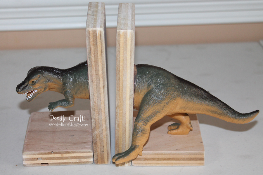 dinosaurs upcycle into cool teen tween bookends reuse indie crafts trendy t-rex raptor dinosaur toy (1).jpg