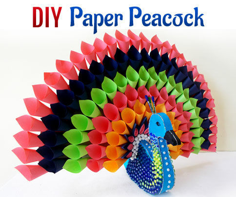 DIY Paper Craft Project: How to Make Multicolored Paper Peacock for Home Decor