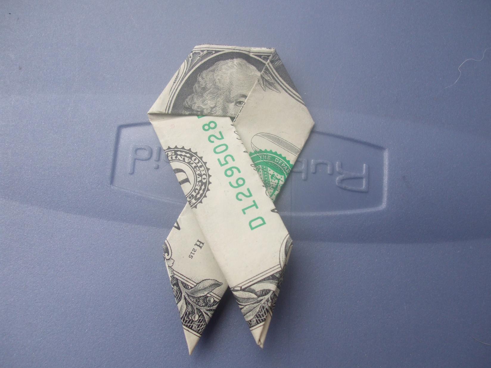 Make a Dollar Bill Cancer Ribbon