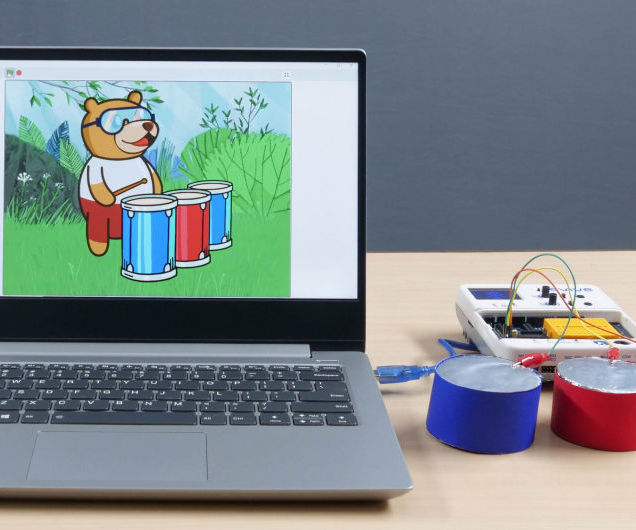 DIY Capacitive Drum Set Played on PictoBlox (Scratch Based Graphical Programming Software)