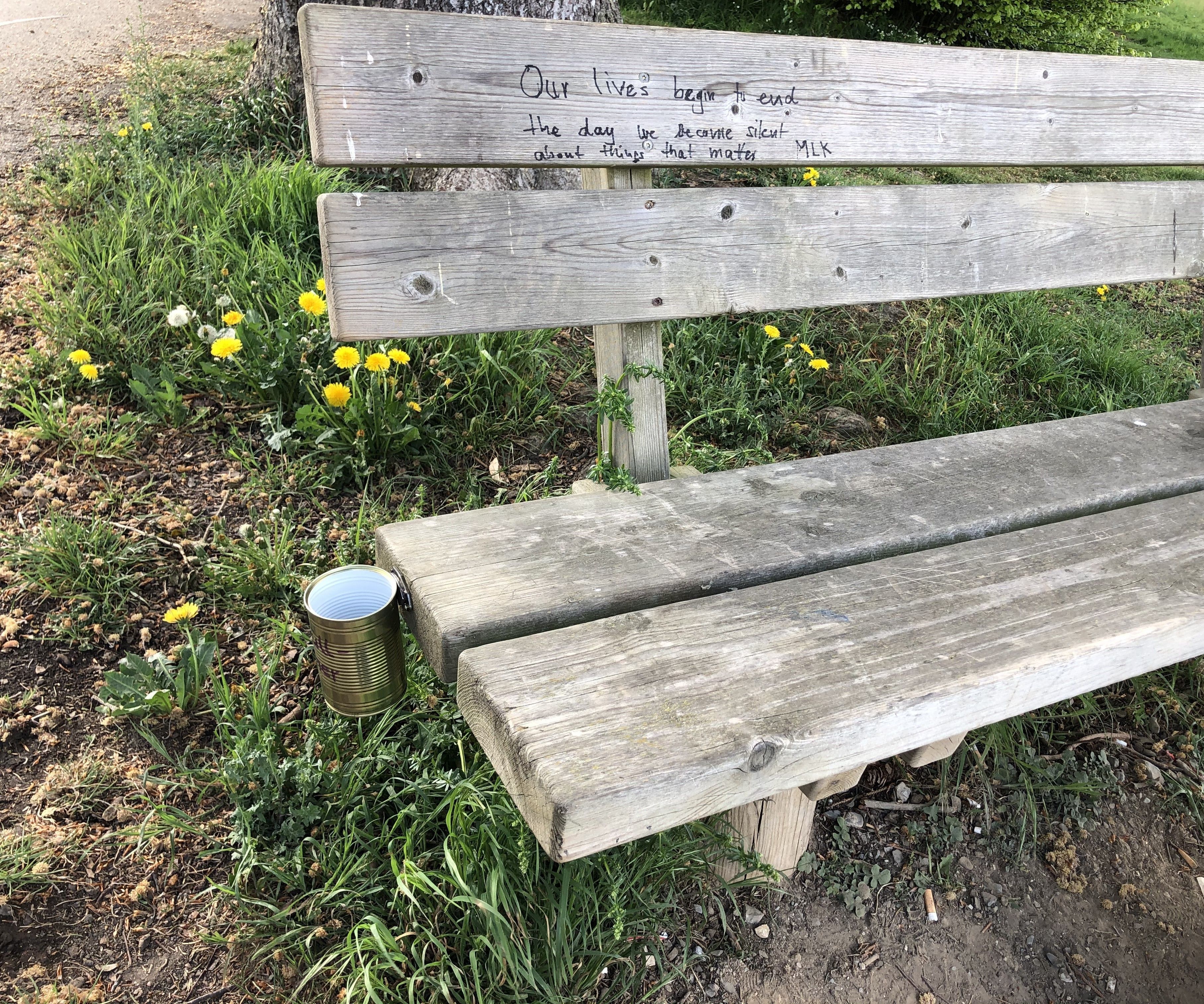 Park Bench Trashcan