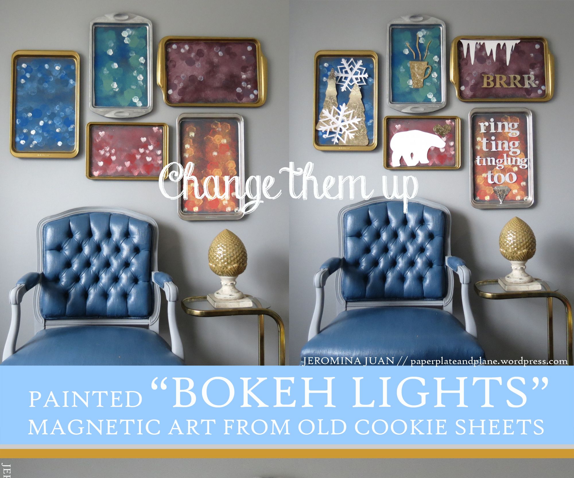 Painted "Bokeh Lights" Magnetic Art (from Old Cookie Sheets)