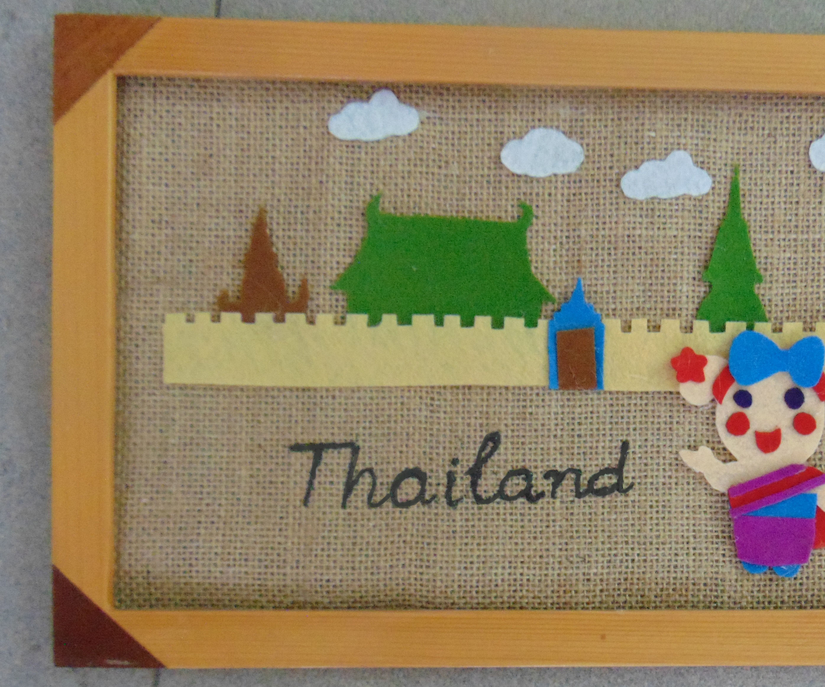 Miss La Sen in Thai clothing burlap and felt craft