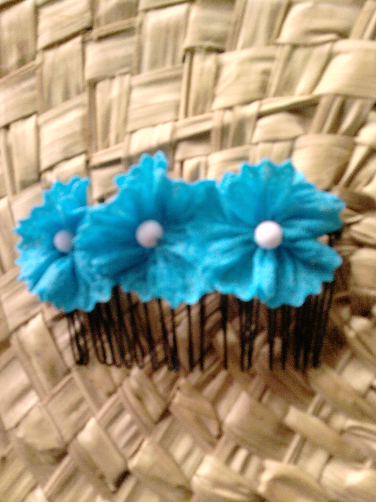 Blue Flowers Hair Comb